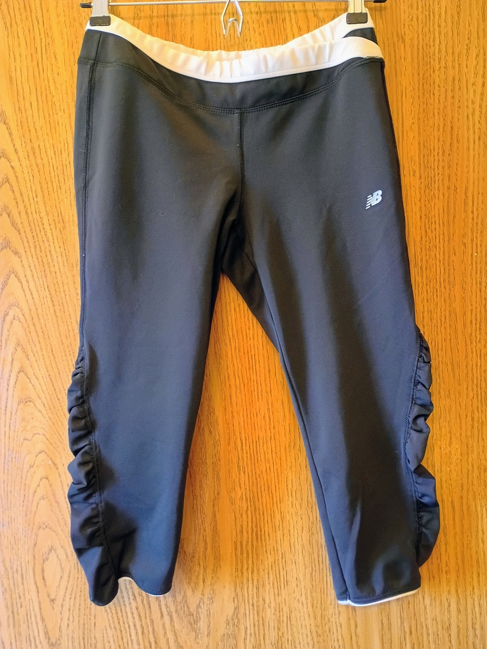 New Balance Black Capri Leggings with White Waistband